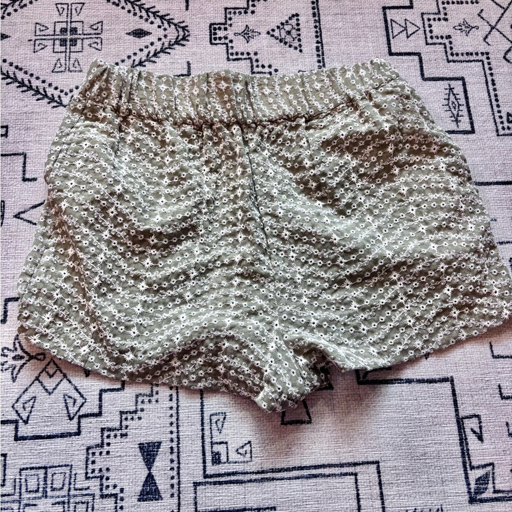 Zara Women's Green Eyelet Shorts sz M NWT